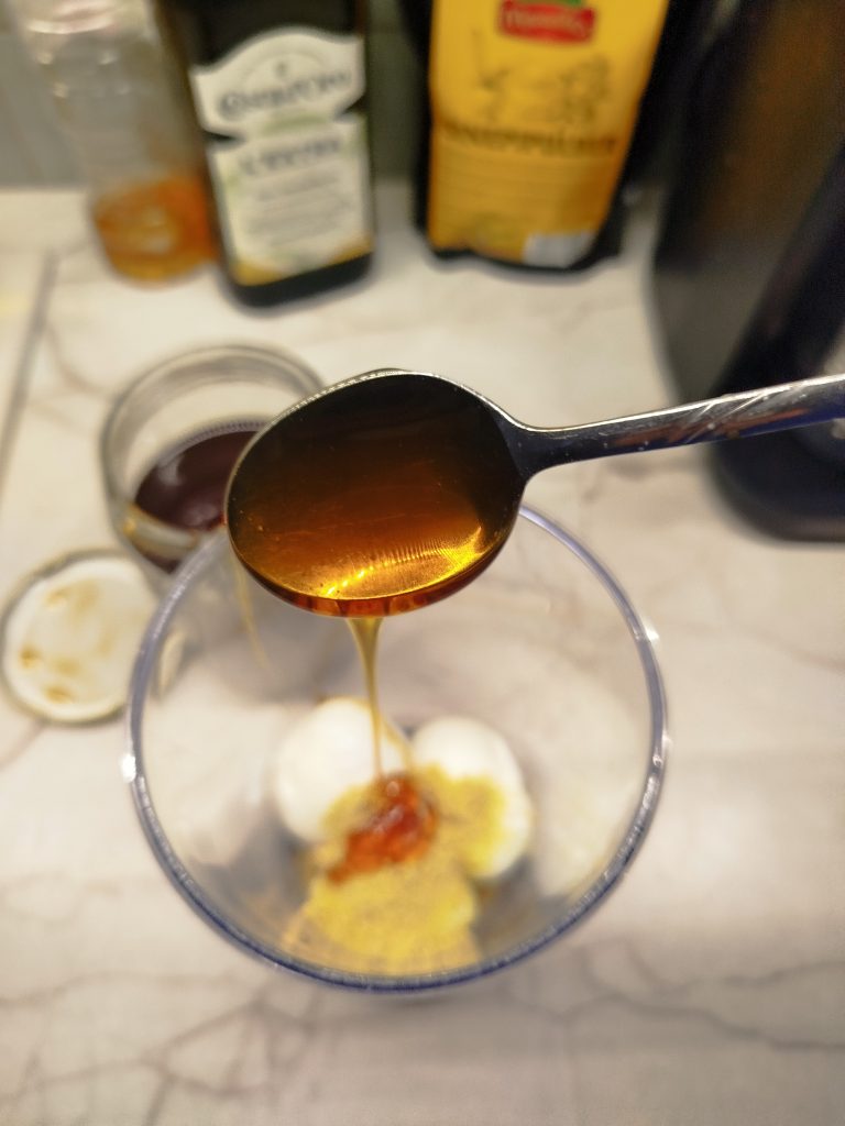 Add honey to make homemade mayonnaise.