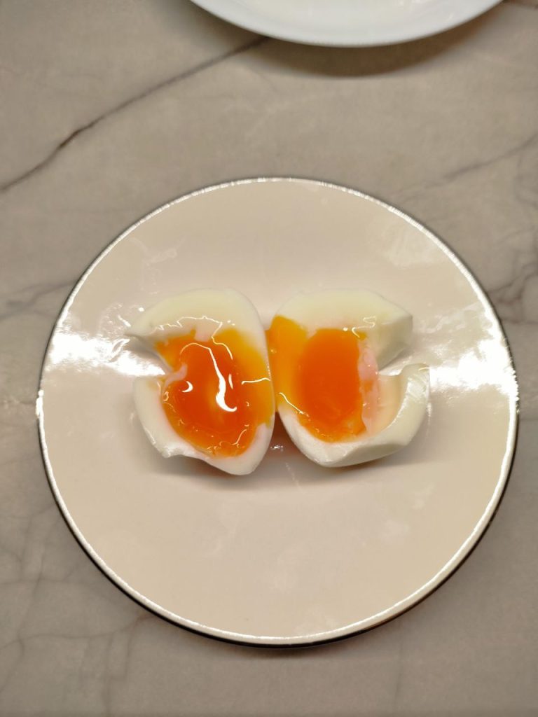This boiled egg takes 3 minutes 30 seconds.